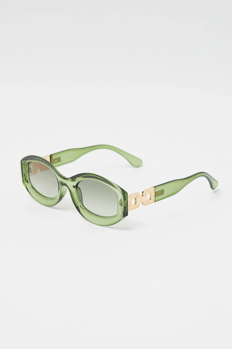 Green Fashion Sunglasses Gold Hardwear Detail sold by Ally Fashion