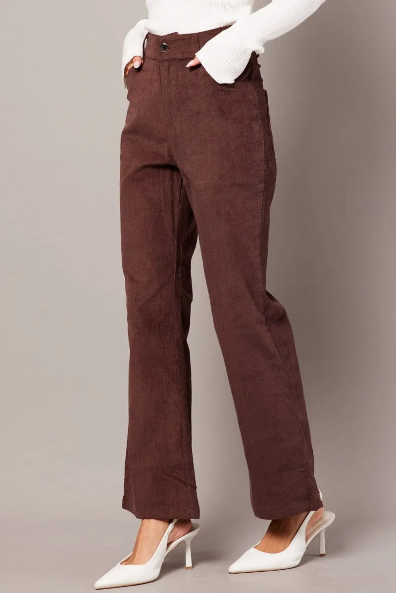 Brown Wide Leg Pants High Rise Corduroy sold by Ally Fashion product image thumbnail 4