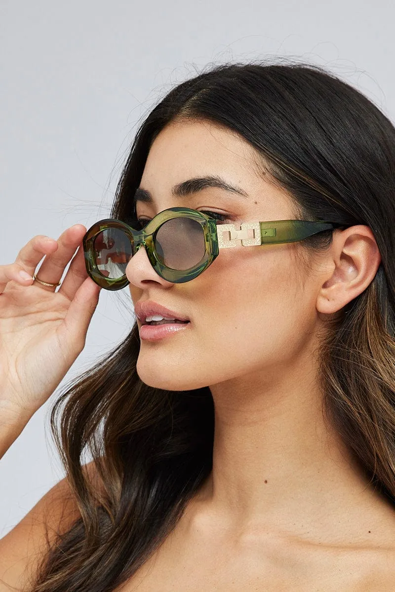 Green Fashion Sunglasses Gold Hardwear Detail sold by Ally Fashion product image thumbnail 2