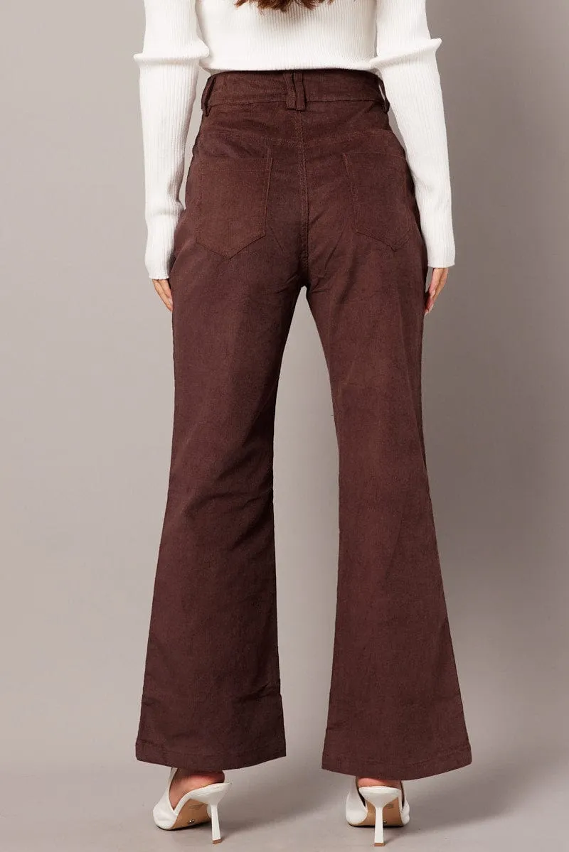 Brown Wide Leg Pants High Rise Corduroy sold by Ally Fashion product image thumbnail 5