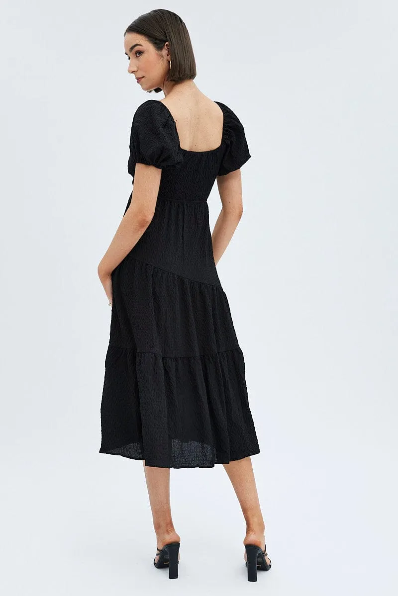Black Midi Dress Short Sleeve Cut Out sold by Ally Fashion product image thumbnail 5