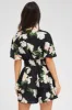 Black Floral Fit And Flare Playsuit sold by Ally Fashion