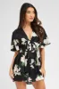 Black Floral Fit And Flare Playsuit sold by Ally Fashion