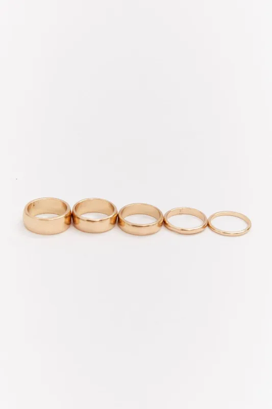 5 Pack Mixed Plain Rings Set sold by Ally Fashion