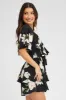 Black Floral Fit And Flare Playsuit sold by Ally Fashion