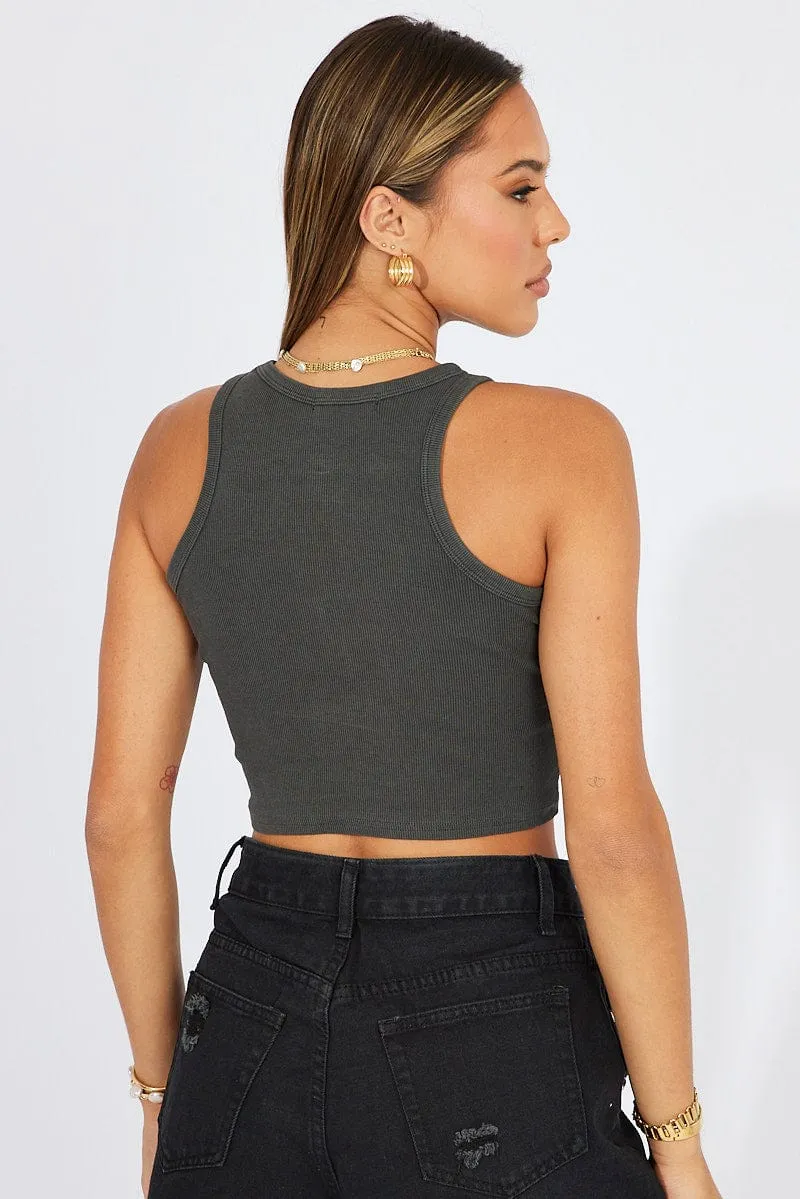Grey Graphic Tank Sleeveless sold by Ally Fashion product image thumbnail 5