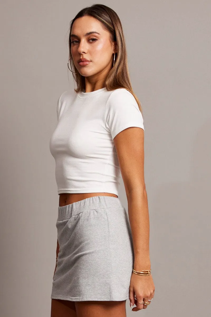 Grey Contrast Side Stripe Mini Skort sold by Ally Fashion product image thumbnail 4