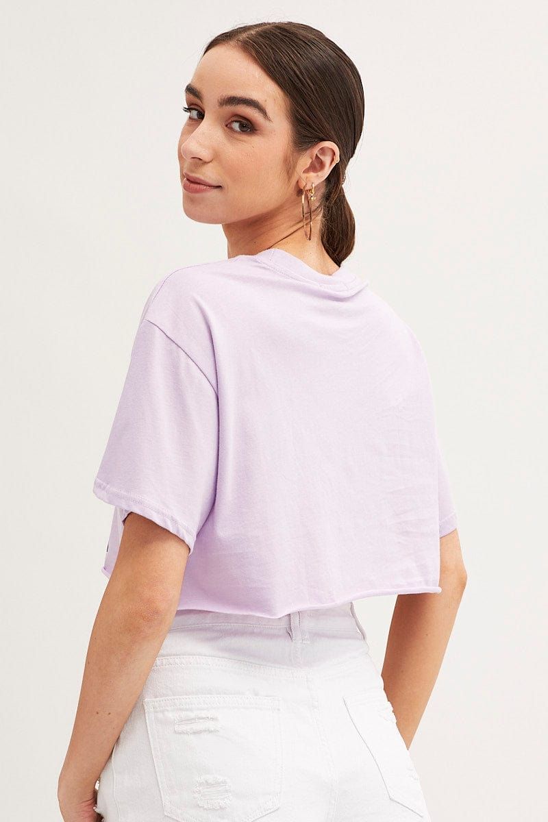 Purple Graphic T-Shirt Crop Short Sleeve Round Neck sold by Ally Fashion product image thumbnail 5
