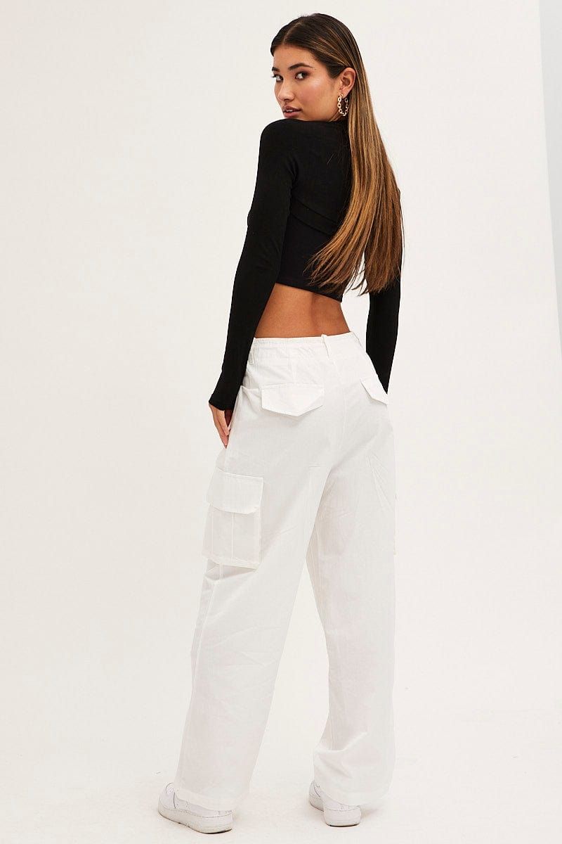 White Cargo Pants Relaxed Wide Leg sold by Ally Fashion product image thumbnail 5
