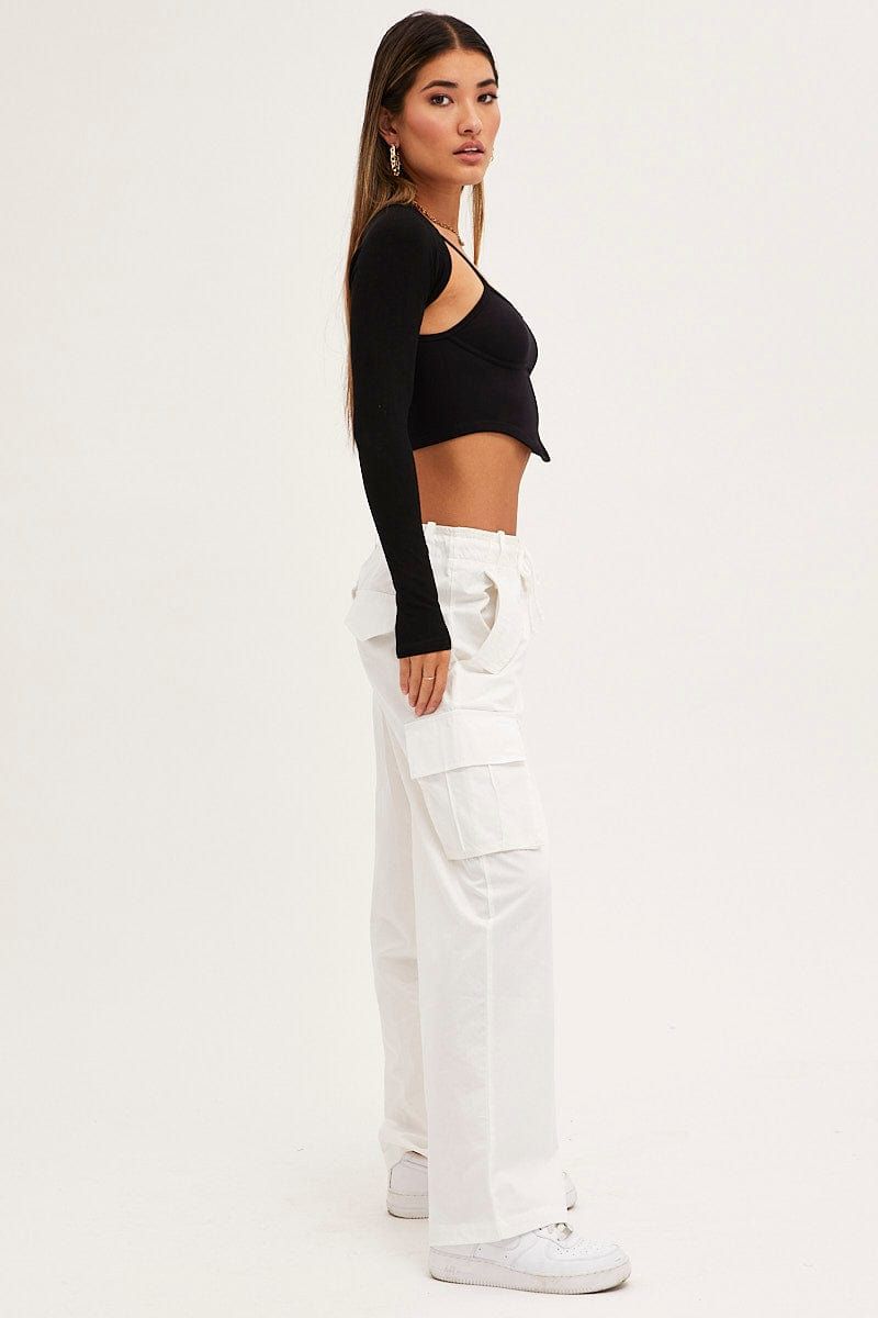 White Cargo Pants Relaxed Wide Leg sold by Ally Fashion product image thumbnail 4