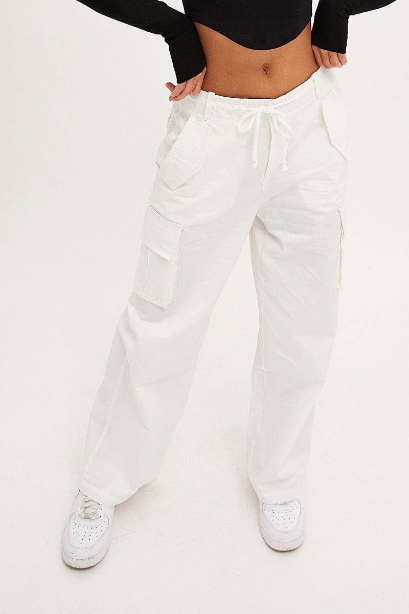 White Cargo Pants Relaxed Wide Leg sold by Ally Fashion product image thumbnail 2
