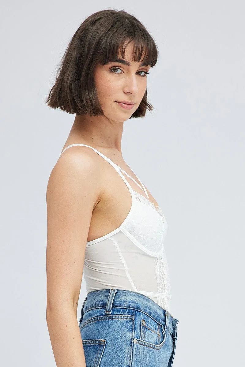 White Lace One Piece Bodysuit sold by Ally Fashion product image thumbnail 4