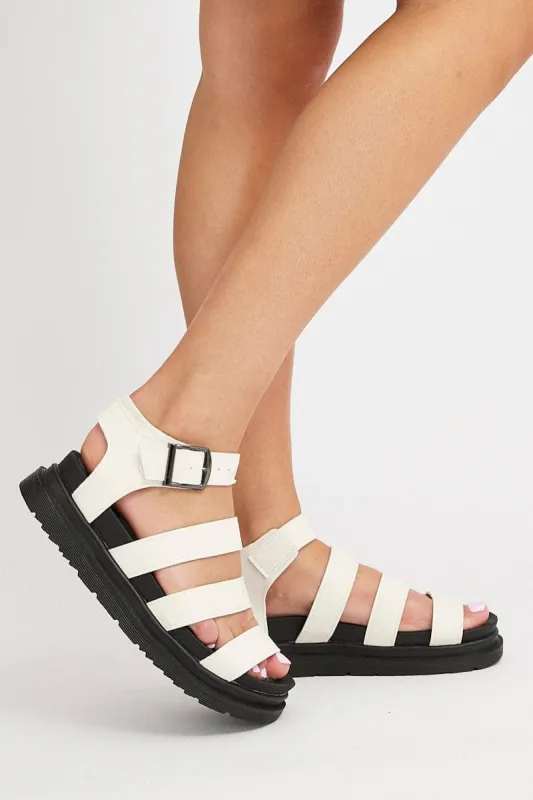 White Strap Flat Sandals sold by Ally Fashion