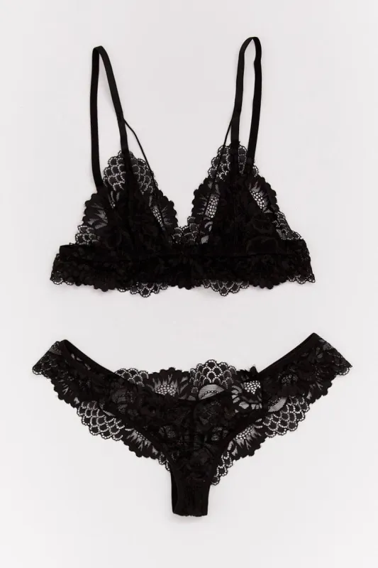 Black Black Lace Lingerie Set sold by Ally Fashion