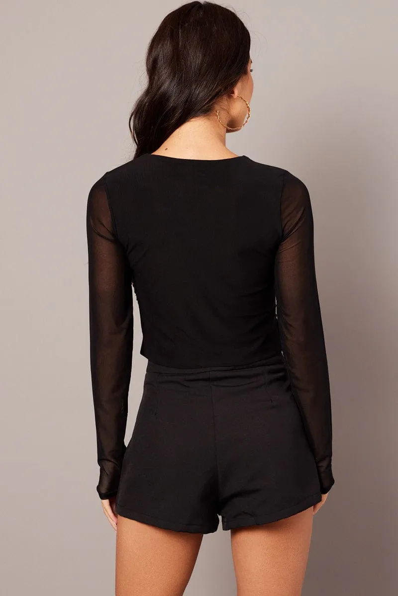 Black Mesh Top Cut Out Front sold by Ally Fashion product image thumbnail 5