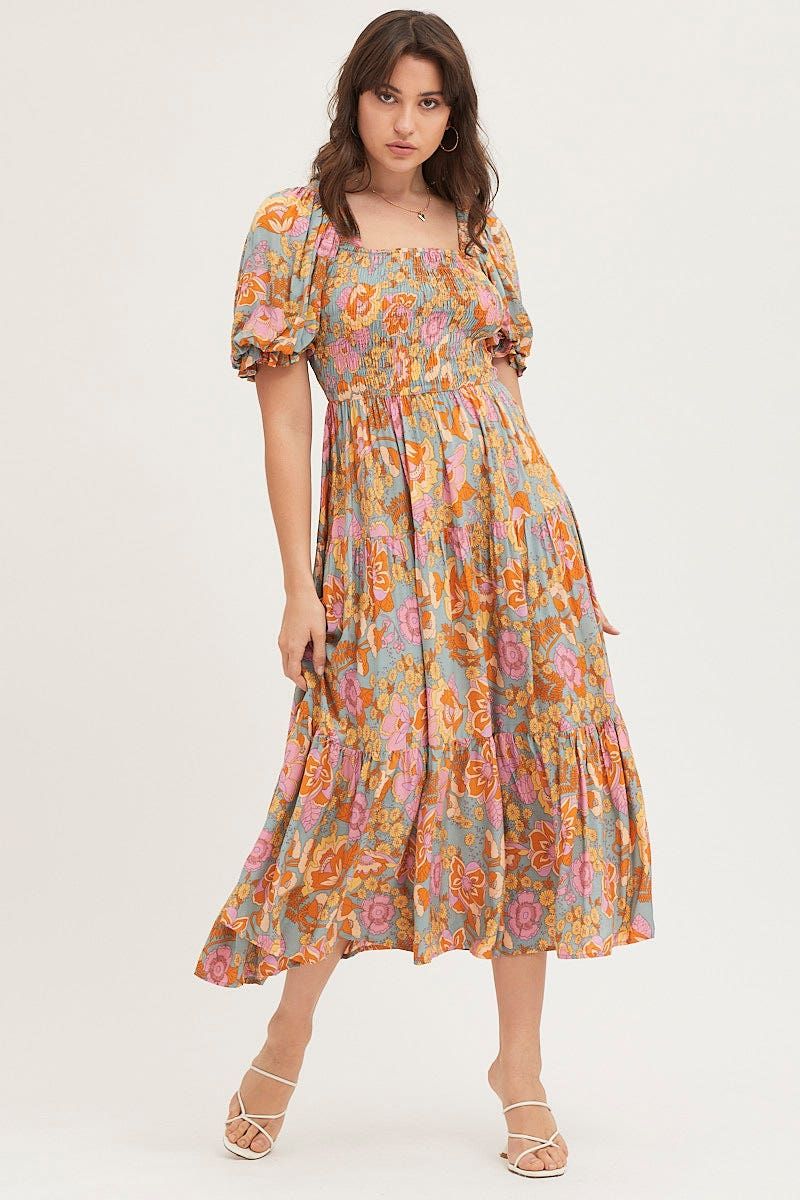 Print Maxi Dress Short Sleeve sold by Ally Fashion