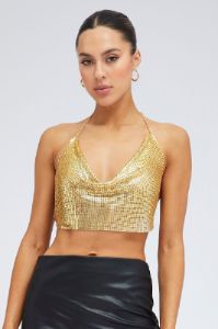 Gold Chainmail Top Cowl Neck sold by Ally Fashion