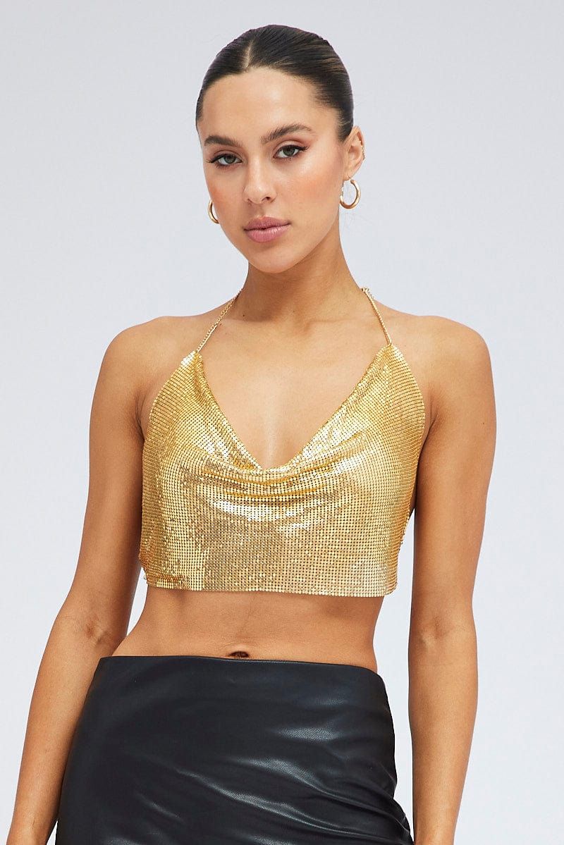 Gold Chainmail Top Cowl Neck sold by Ally Fashion product image thumbnail 3