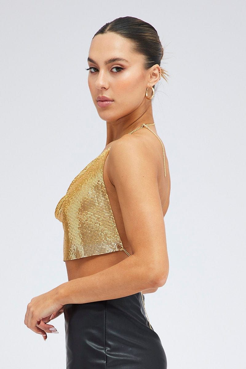 Gold Chainmail Top Cowl Neck sold by Ally Fashion product image thumbnail 4