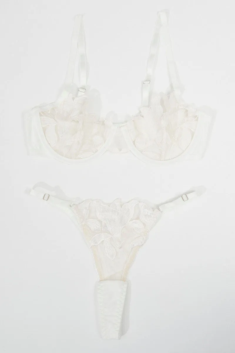 White Embroidery Lingerie Set sold by Ally Fashion