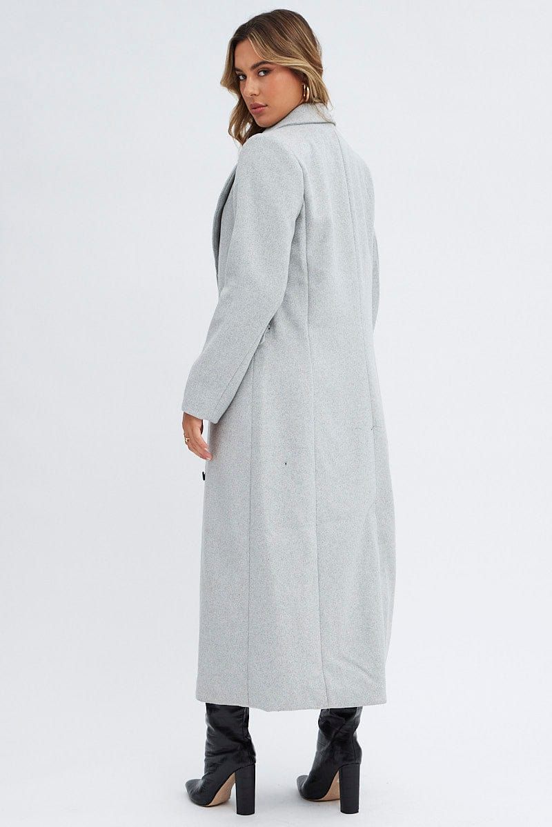Grey Longline Coat Long Sleeve sold by Ally Fashion product image thumbnail 5