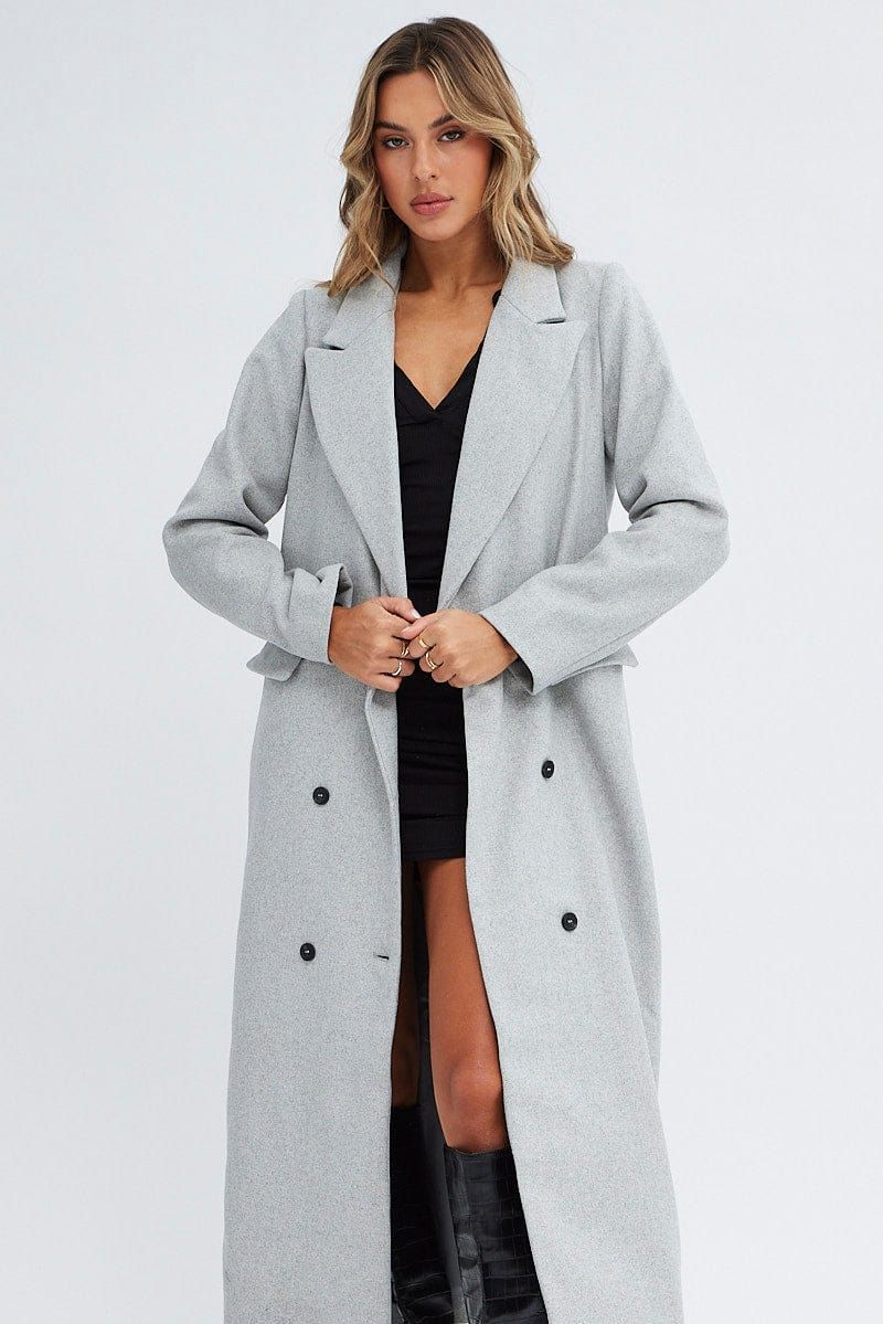 Grey Longline Coat Long Sleeve sold by Ally Fashion product image thumbnail 2