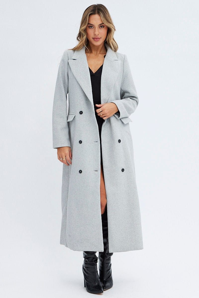 Grey Longline Coat Long Sleeve sold by Ally Fashion product image thumbnail 3