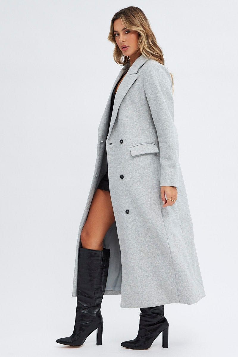 Grey Longline Coat Long Sleeve sold by Ally Fashion product image thumbnail 4