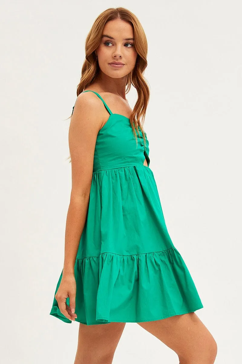 Green Fit And Flare Dress Sleeveless Ruched Bust sold by Ally Fashion product image thumbnail 4