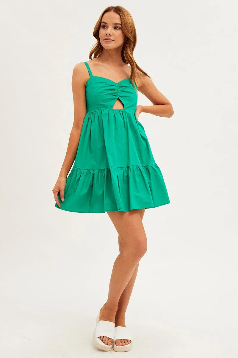 Green Fit And Flare Dress Sleeveless Ruched Bust sold by Ally Fashion product image thumbnail 2