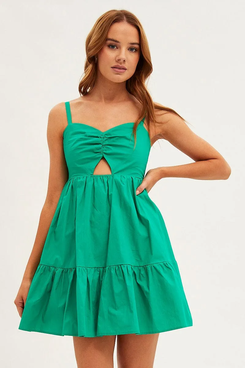 Green Fit And Flare Dress Sleeveless Ruched Bust sold by Ally Fashion product image thumbnail 3