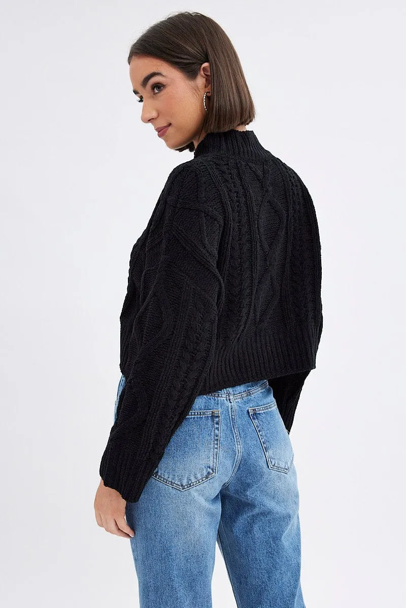 Black Cable Knit Jumper Long Sleeve sold by Ally Fashion product image thumbnail 5
