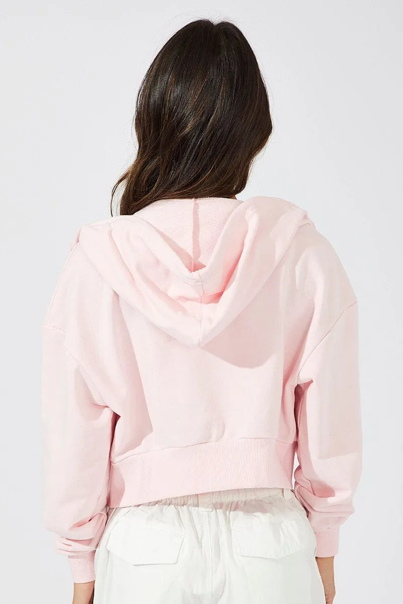 Pink Hoodie Zip Long Sleeve sold by Ally Fashion product image thumbnail 5