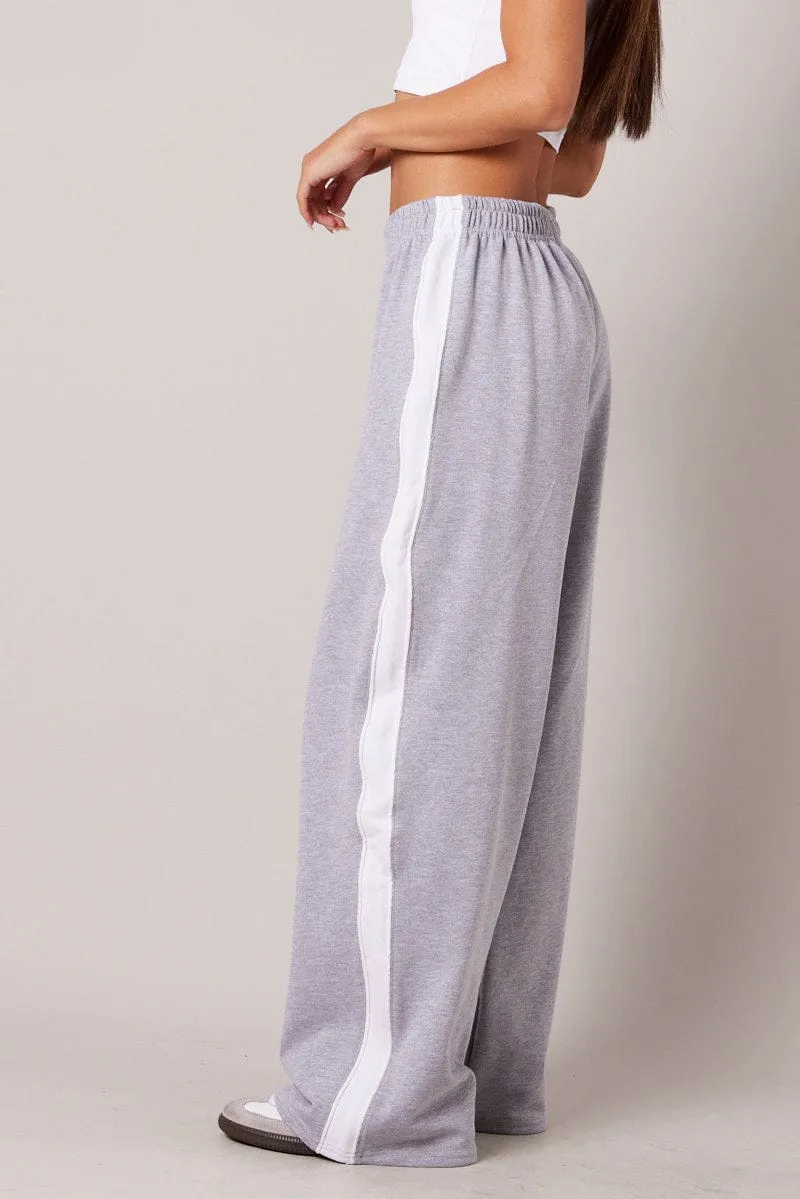 Grey Track Pants Wide Leg Pants sold by Ally Fashion product image thumbnail 4