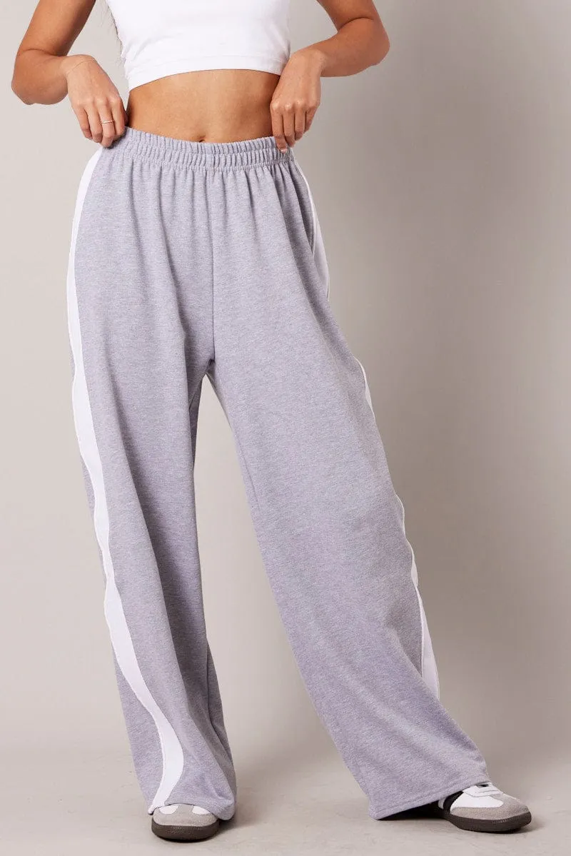 Grey Track Pants Wide Leg Pants sold by Ally Fashion