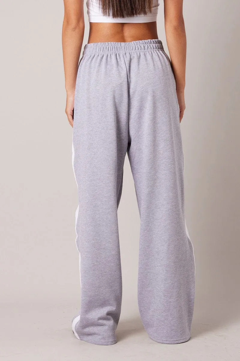 Grey Track Pants Wide Leg Pants sold by Ally Fashion product image thumbnail 5