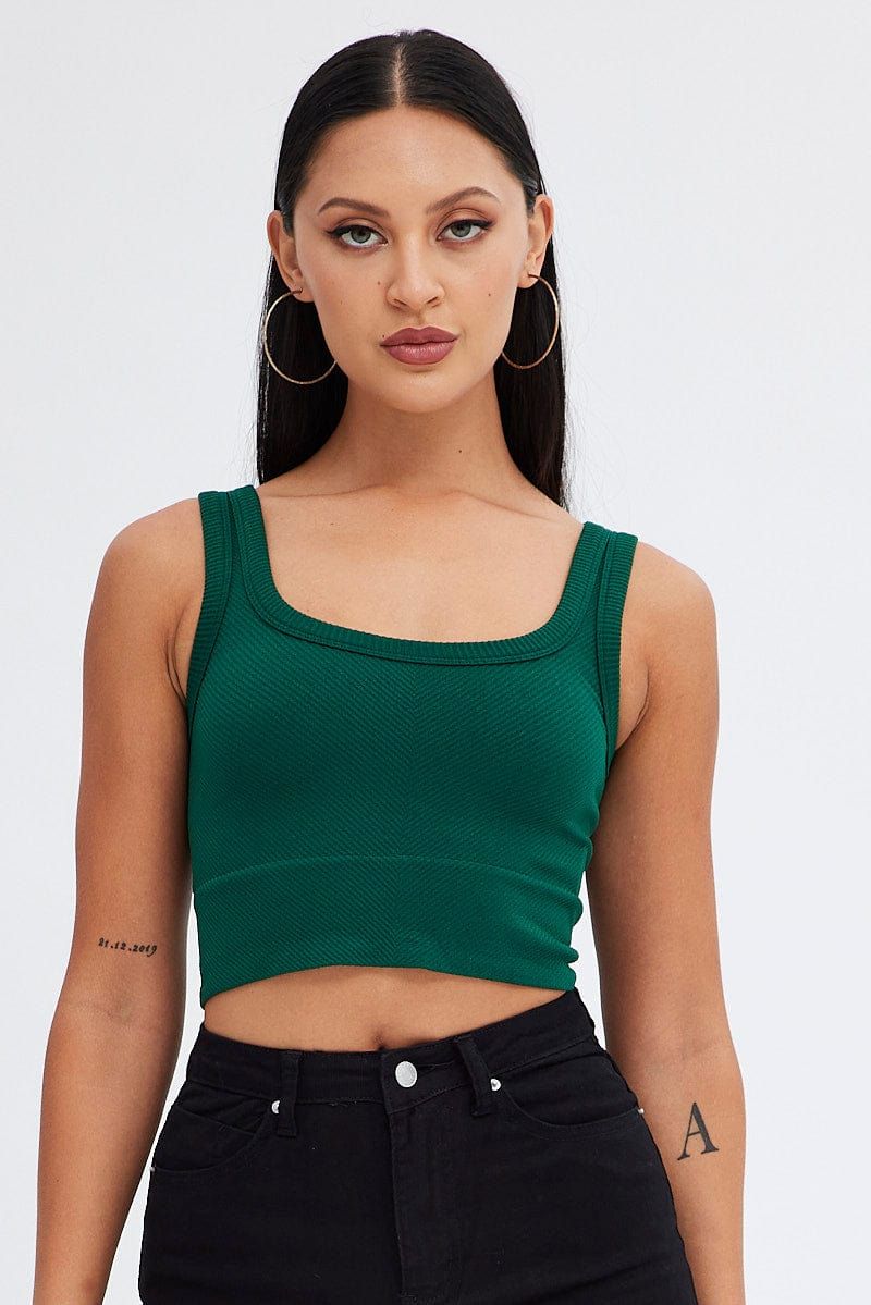 Green Tank Top Scoop Neck Seamless sold by Ally Fashion product image thumbnail 3