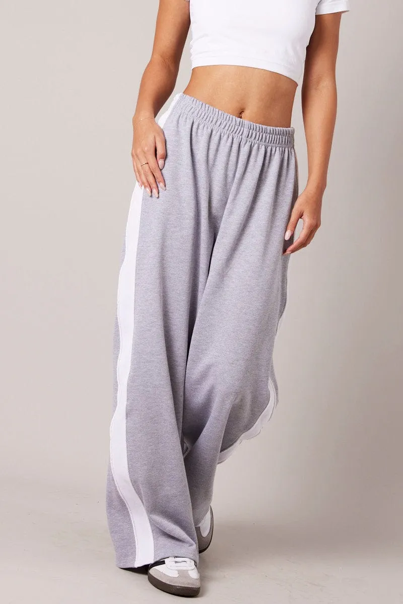 Grey Track Pants Wide Leg Pants sold by Ally Fashion product image thumbnail 3