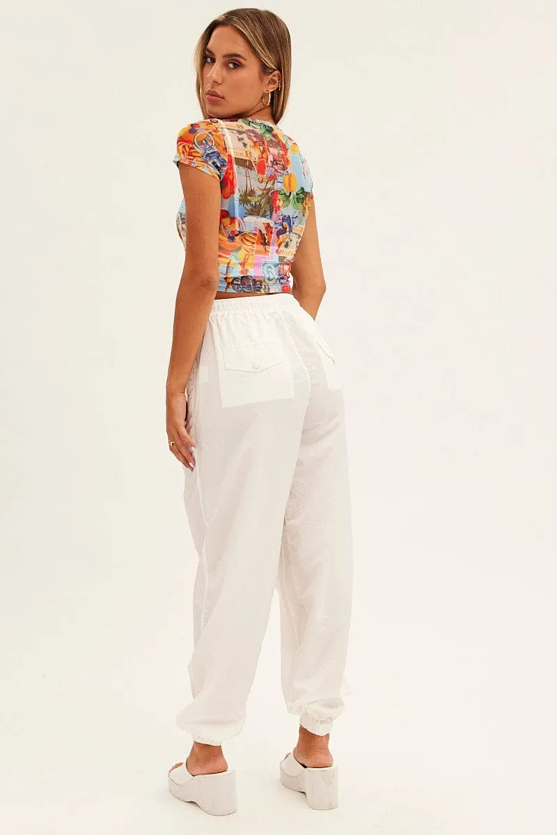 White Parachute Cargo Pants Mid Rise sold by Ally Fashion product image thumbnail 5