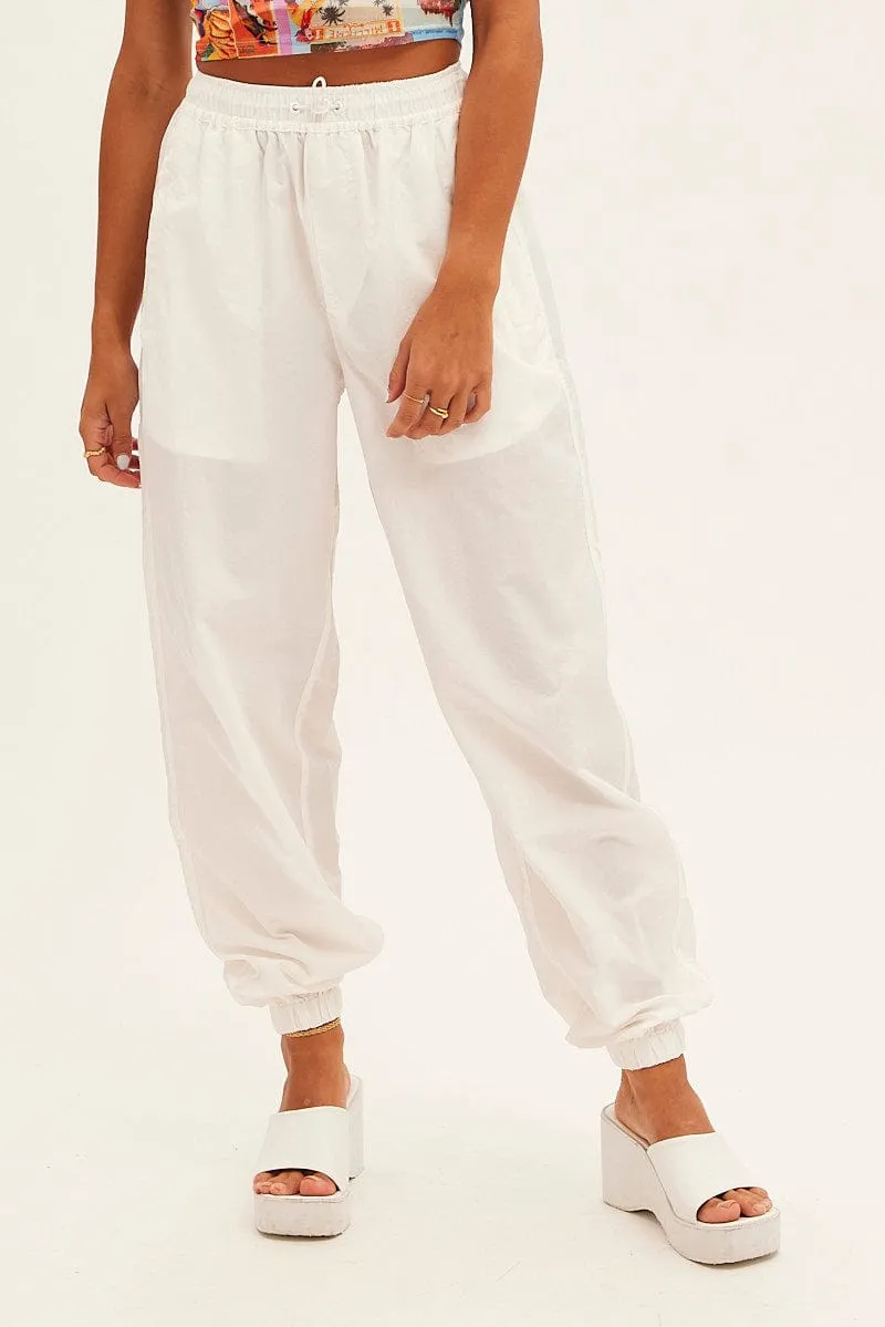 White Parachute Cargo Pants Mid Rise sold by Ally Fashion product image thumbnail 2