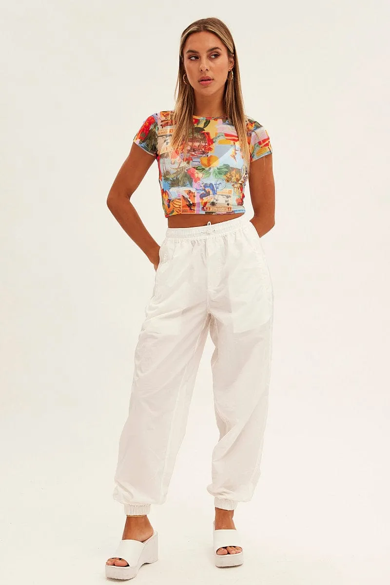 White Parachute Cargo Pants Mid Rise sold by Ally Fashion product image thumbnail 3