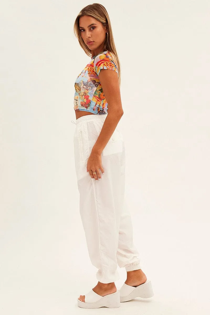 White Parachute Cargo Pants Mid Rise sold by Ally Fashion product image thumbnail 4