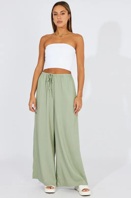 Green Wide Leg Pants High Rise sold by Ally Fashion