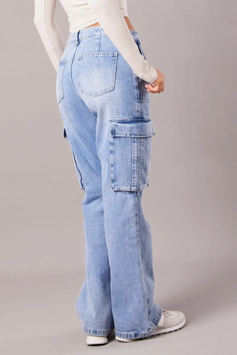 Denim Cargo Jean Mid Rise sold by Ally Fashion product image thumbnail 5