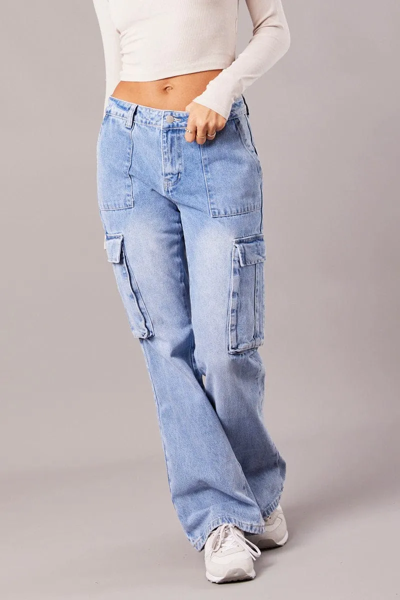 Denim Cargo Jean Mid Rise sold by Ally Fashion product image thumbnail 2