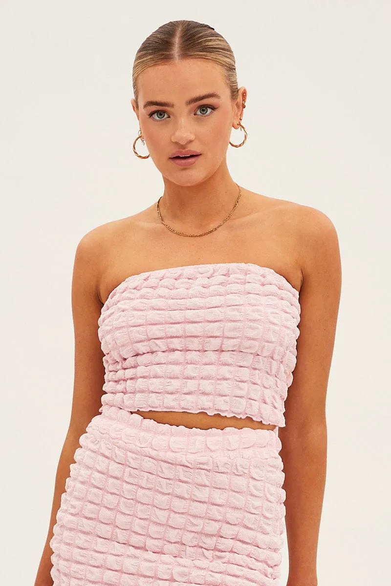 Pink Textured Crop Boobtube sold by Ally Fashion product image thumbnail 3