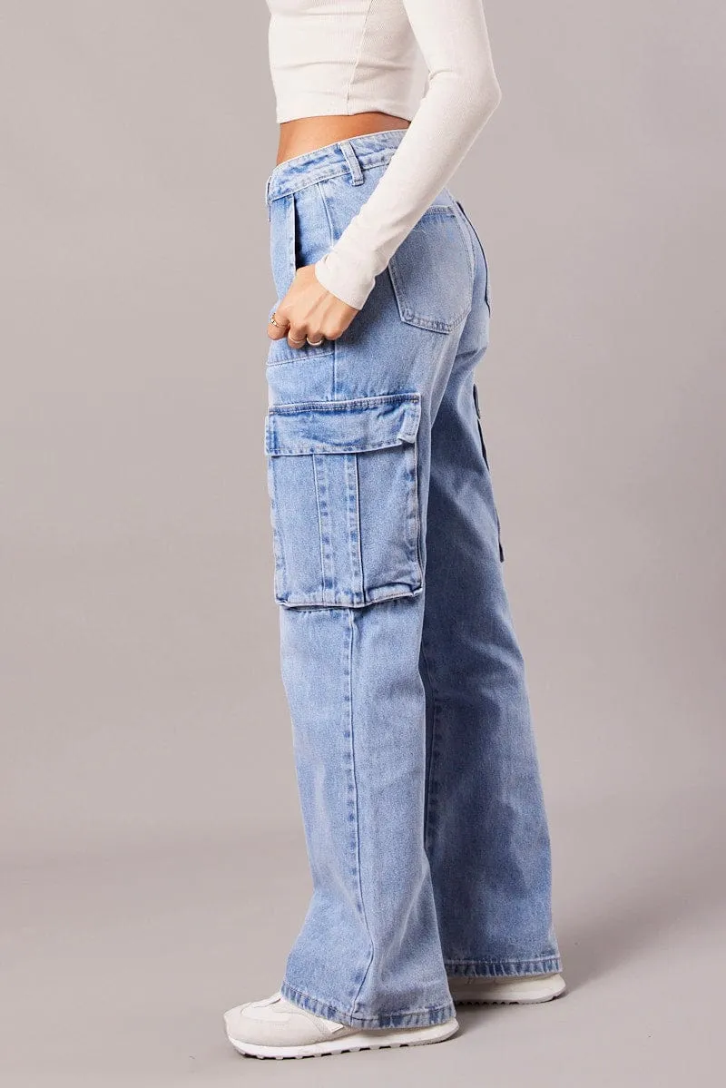 Denim Cargo Jean Mid Rise sold by Ally Fashion product image thumbnail 4