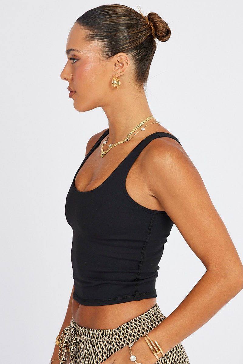 Black Tank Top Scoop Neck sold by Ally Fashion product image thumbnail 4