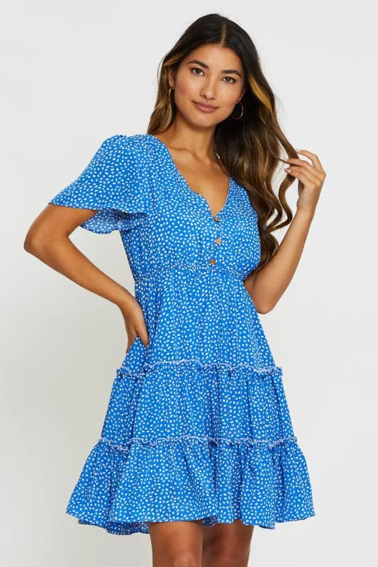 Geo Print Mini Dress V Neck sold by Ally Fashion