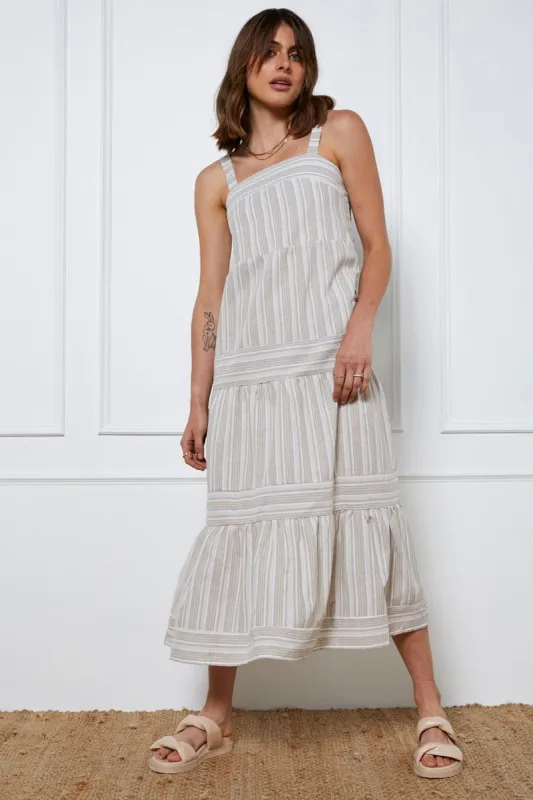 Stripe A Line Dress Sleeveless Maxi sold by Ally Fashion